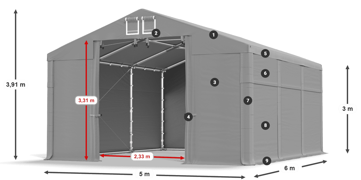Acoperiș: FR 620 PVC Pereţi: SD 500 PVC Legenda 3m