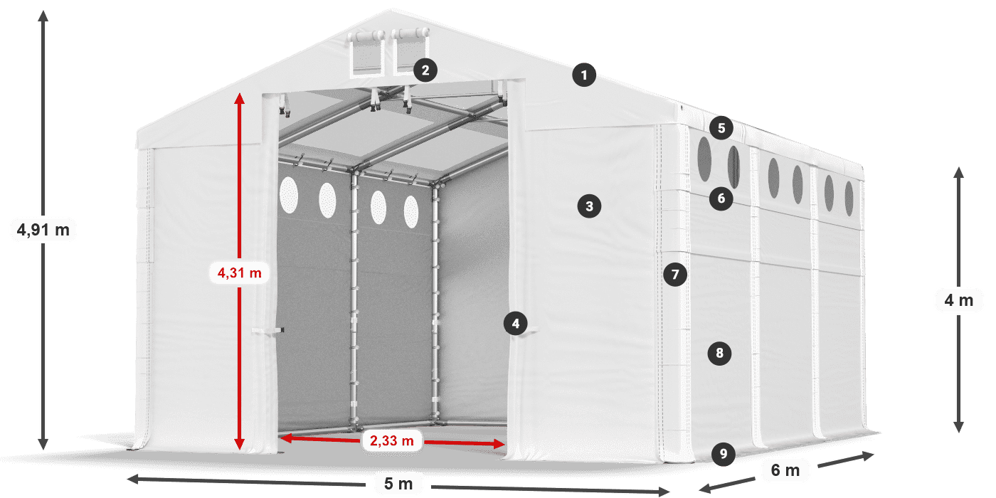 Acoperiș: MS T 580 PVC Pereţi: MS O 580 PVC Legenda 4m