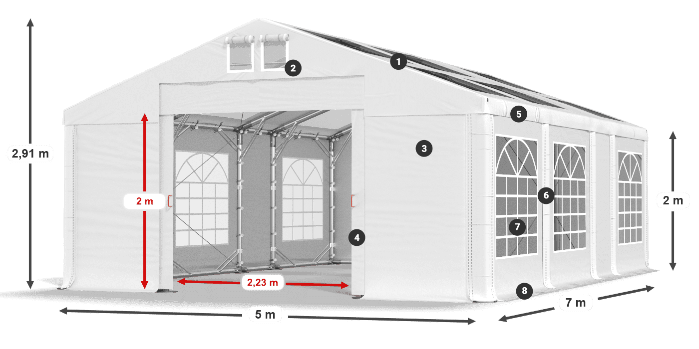 Acoperiș: MS 580 PVC Pereți: FR 620 PVC