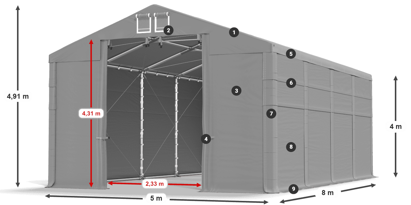 Acoperiș: SD 560 PVC Pereţi: MS 580 PVC legenda 4m