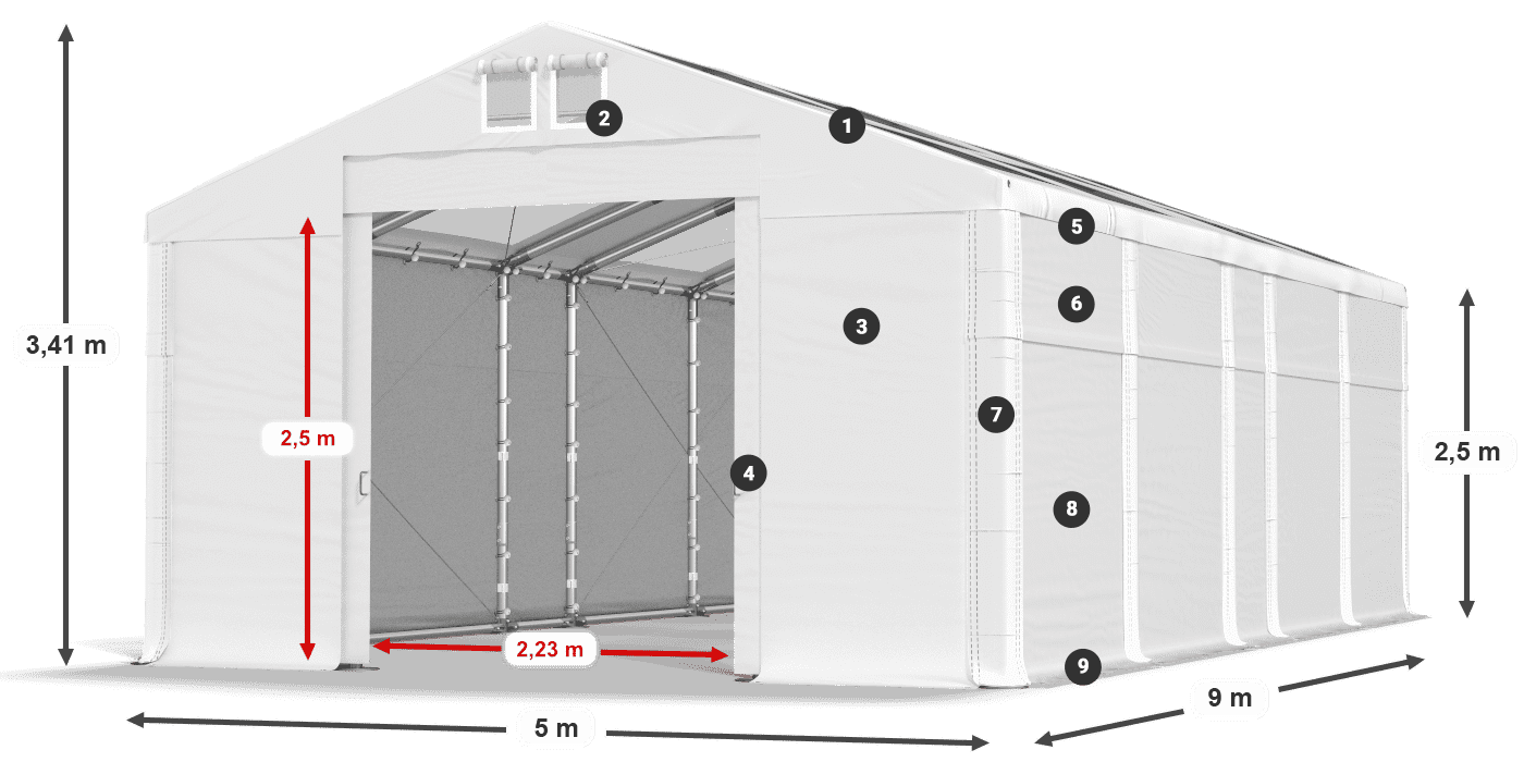 Acoperiș: MS T 580 PVC Pereţi: SD 500 PVC legenda 2.5m