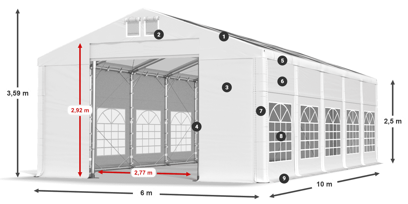 Acoperiș: MS T 580 PVC Pereţi: FR 620 PVC legenda 2.5m