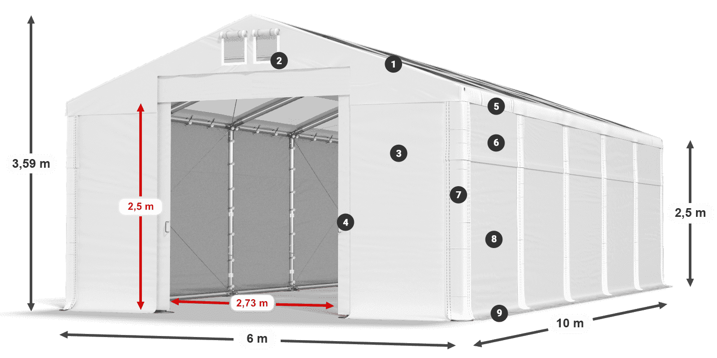 Acoperiș: MS T 580 PVC Pereţi: FR 620 PVC legenda 2.5m