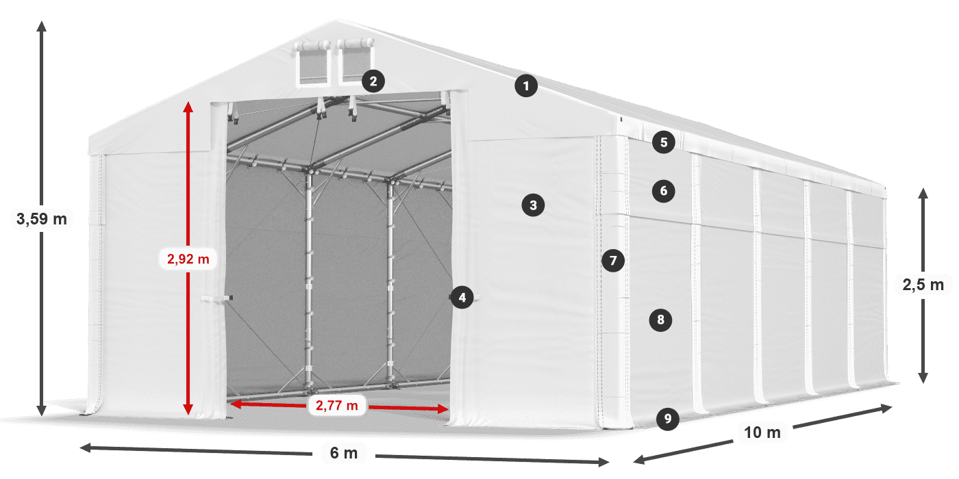 Acoperiș: MS 580 PVC Pereţi: SD 500 PVC legenda 2.5m