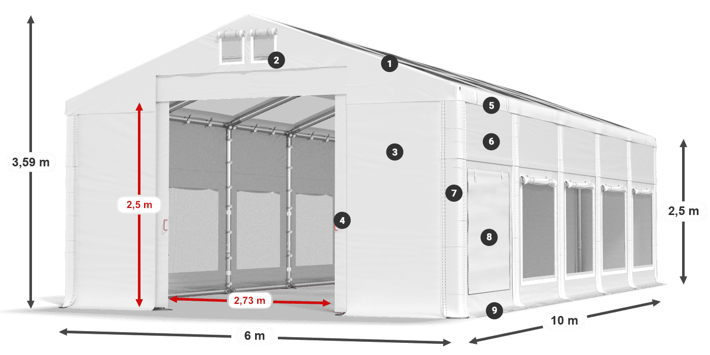 Acoperiș: MS T 580 PVC Pereţi: SD M 500 PVC legenda 2.5m