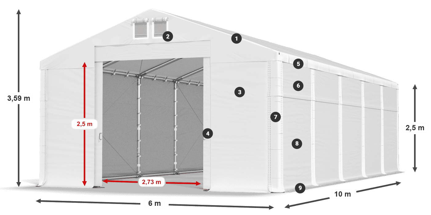 Acoperiș: MS 580 PVC Pereţi: SD 500 PVC legenda 2.5m