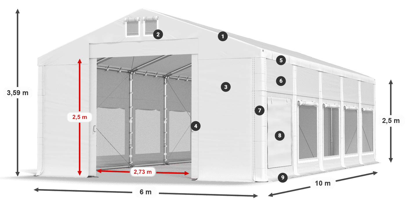 Acoperiș: MS 580 PVC Pereţi: SD M 500 PVC legenda 2.5m