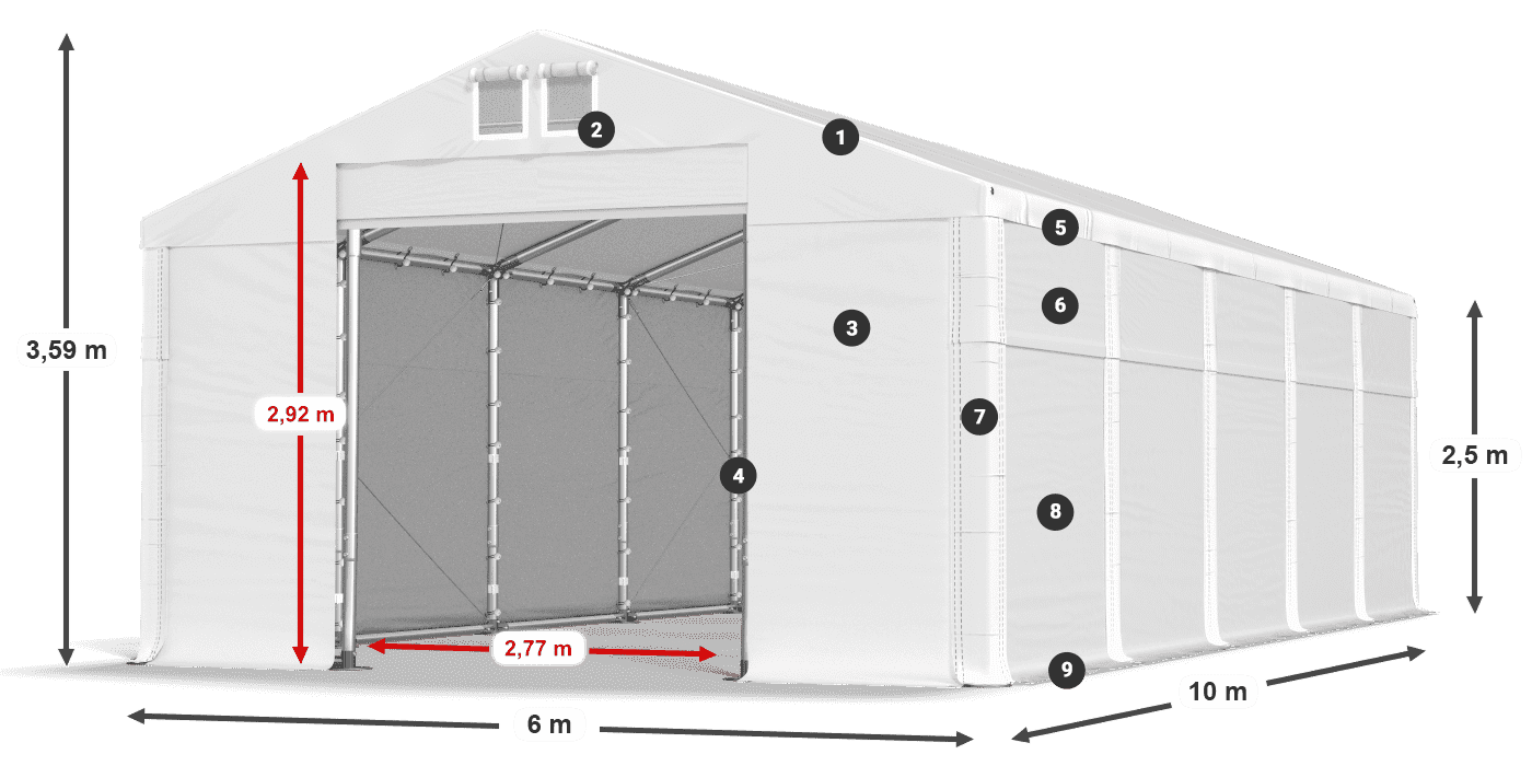Acoperiș: SD 560 PVC Pereţi: MS 580 PVC legenda 2.5m