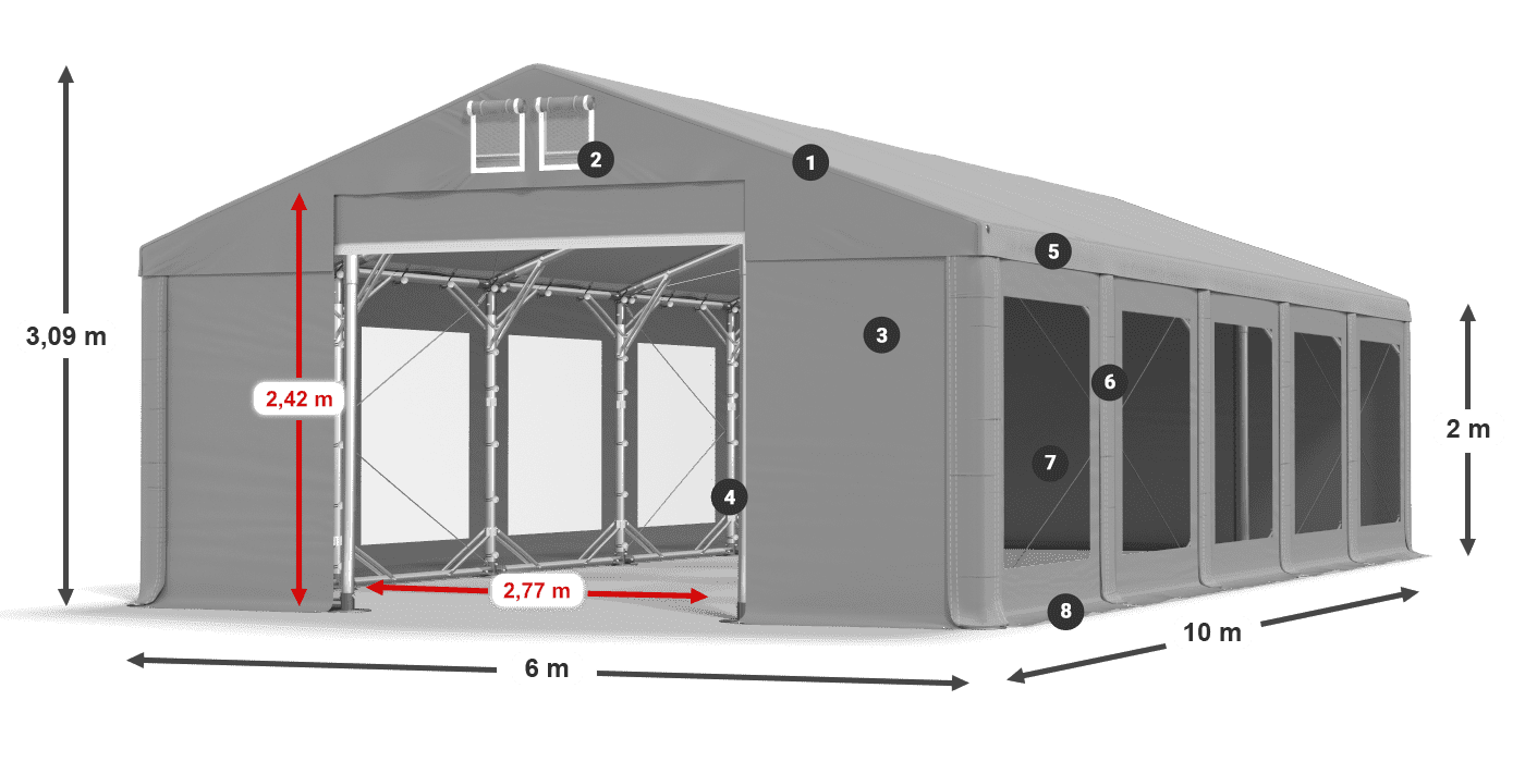 Acoperiș: FR 620 PVC Pereţi: MS 580 PVC 2m legenda
