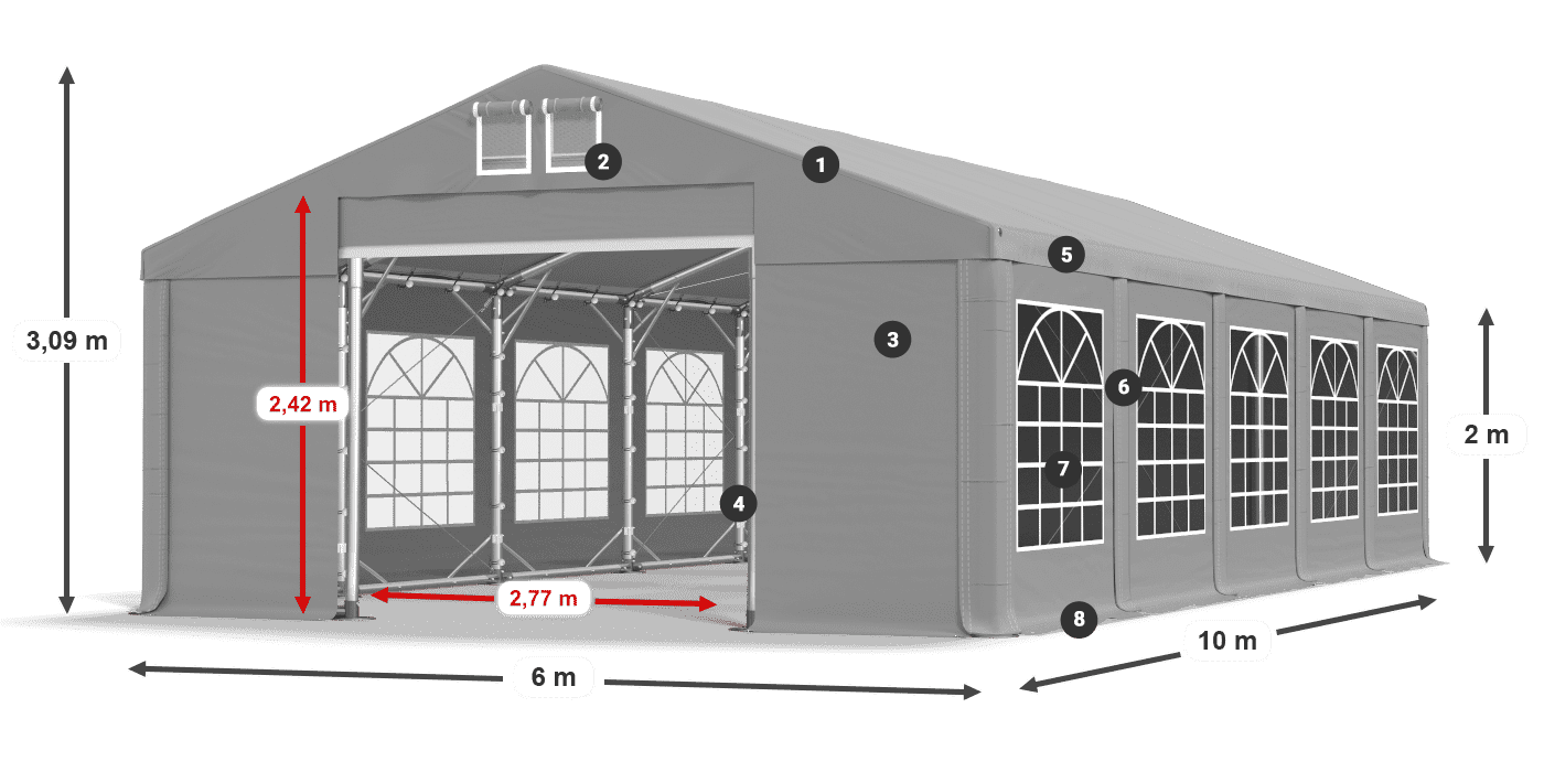 Acoperiș: FR 620 PVC Pereţi: SD 500 PVC 2m legenda