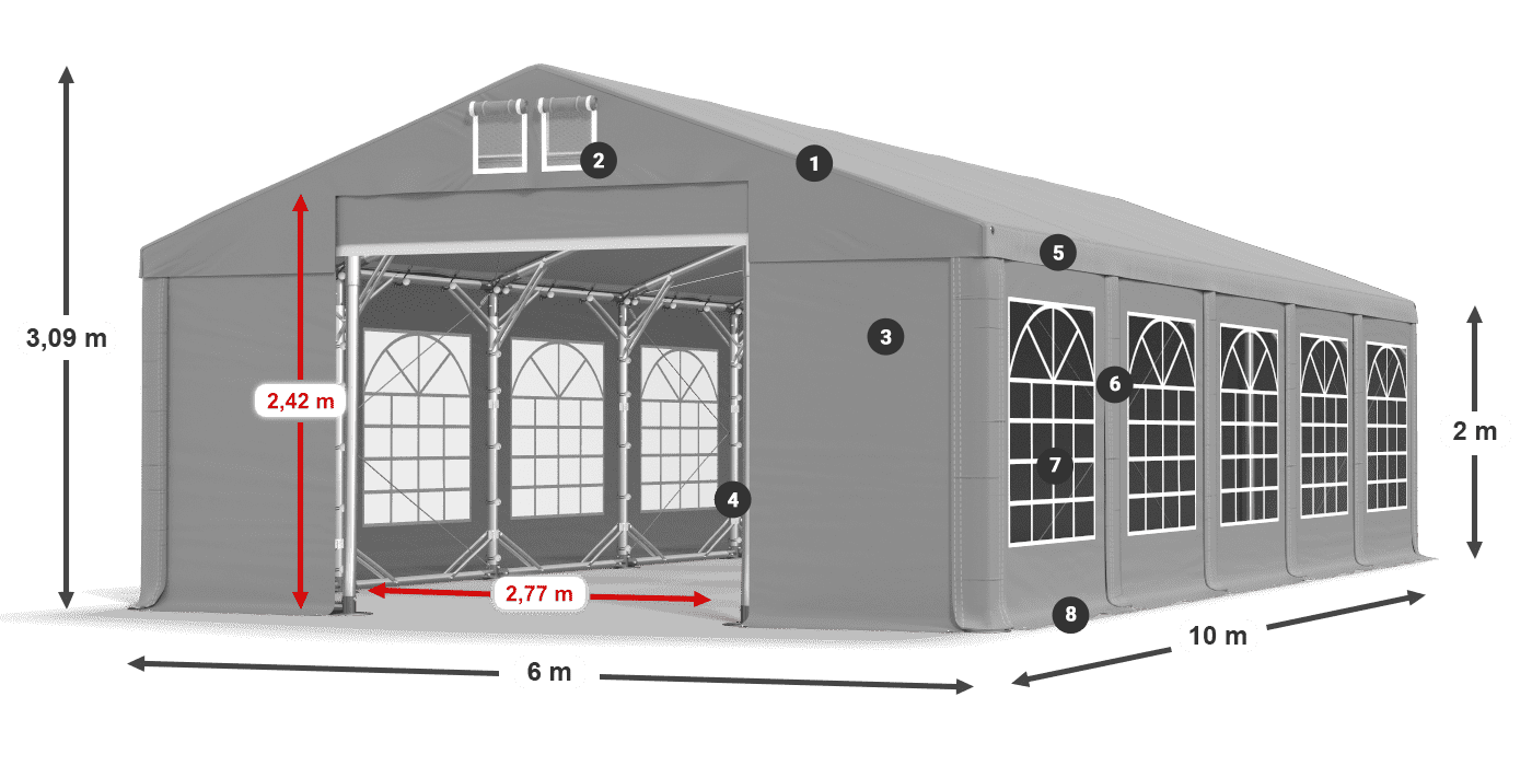 Acoperiș: FR 620 PVC Pereţi: SD 500 PVC 2m legenda