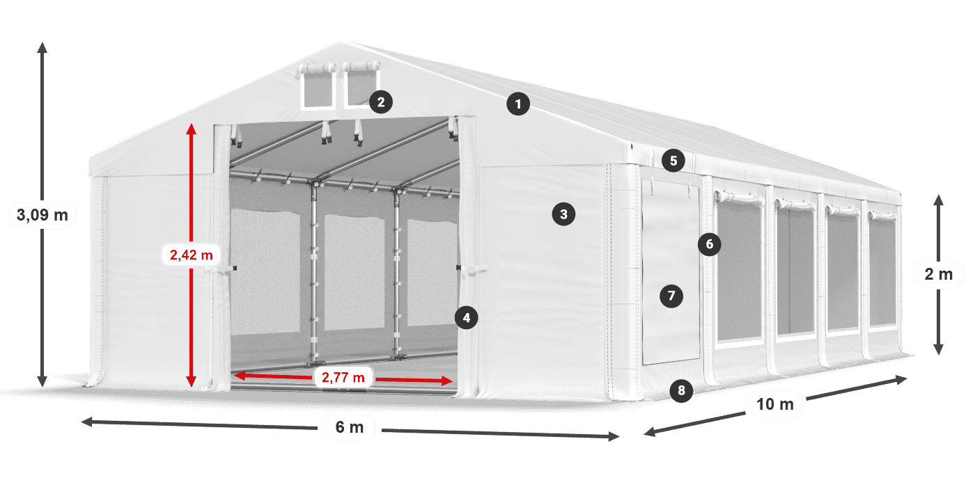 Acoperiș: FR 620 PVC Pereţi: SD 500 PVC 2m legenda