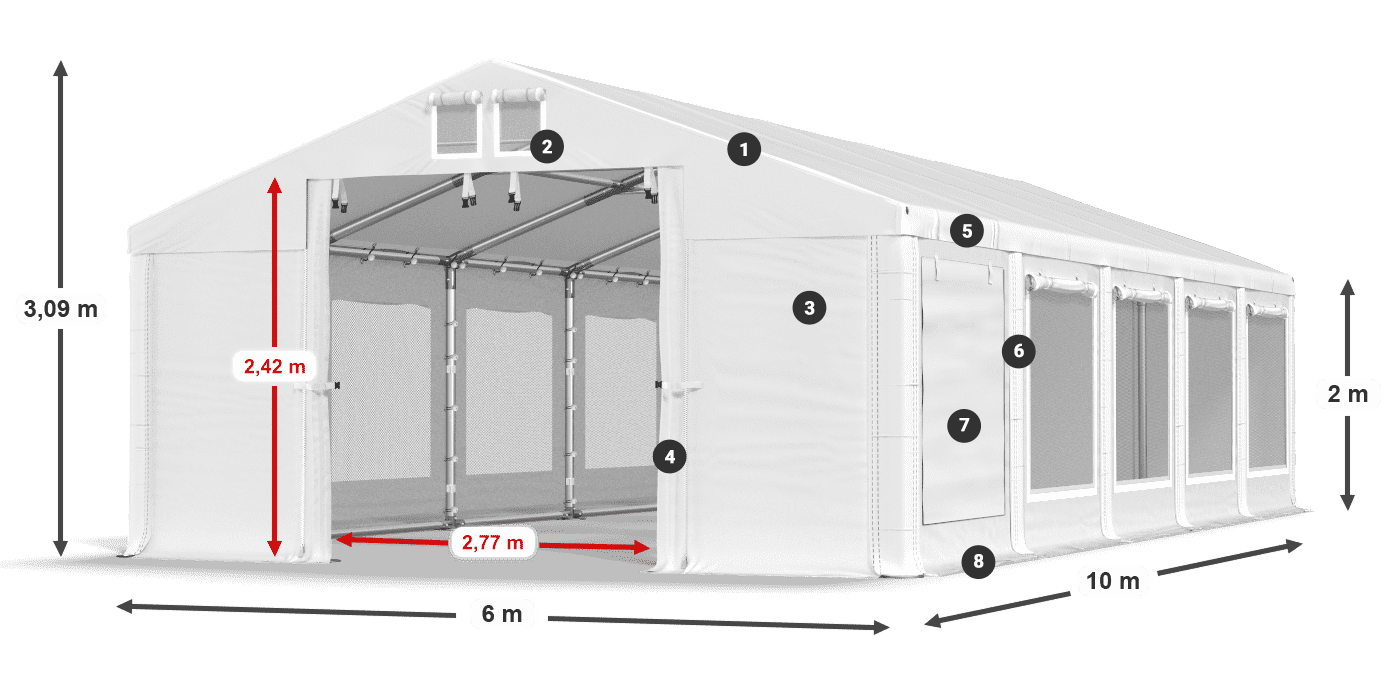 Acoperiș: FR 620 PVC Pereţi: SD 500 PVC 2m legenda
