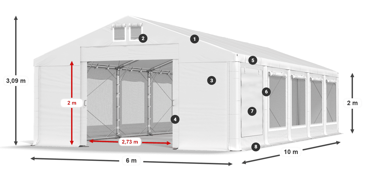 Acoperiș: MS 580 PVC Pereţi: SD M 500 PVC 2m legenda