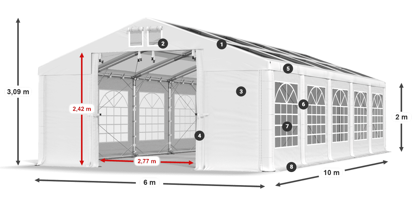 Acoperiș: MS 580 PVC Pereţi: SD 500 PVC 2m legenda