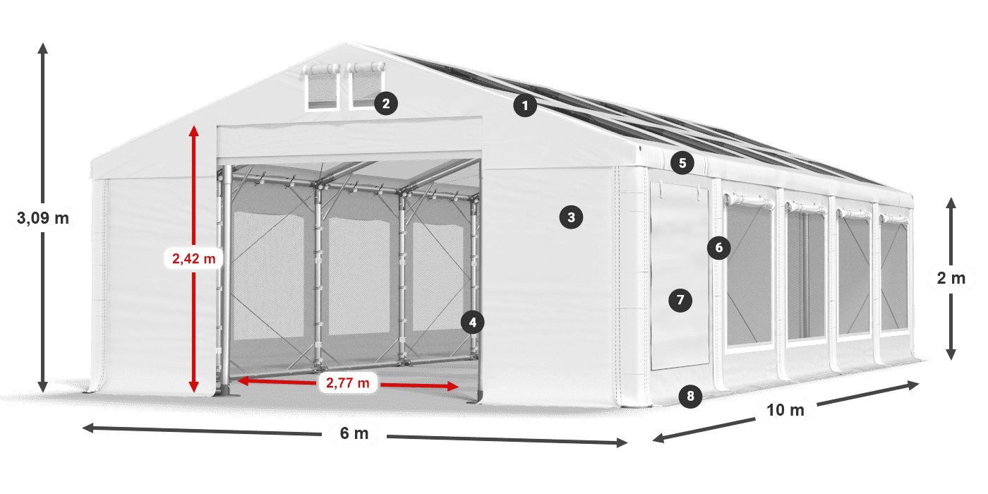 Acoperiș: MS T 580 PVC Pereţi: SDM 500 PVC 2m legenda