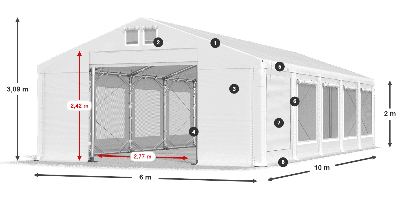 Acoperiș: MS 580 PVC Pereţi: SD M 500 PVC 2m legenda
