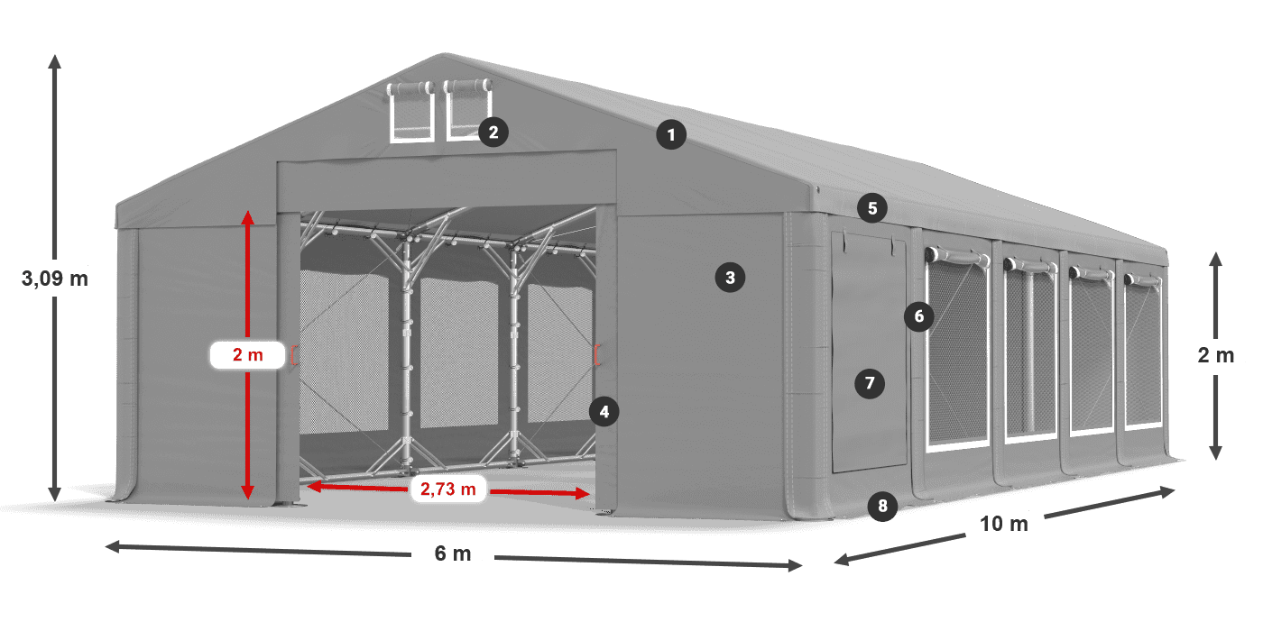 Acoperiș: MS 580 PVC Pereţi: SD M 500 PVC 2m legenda
