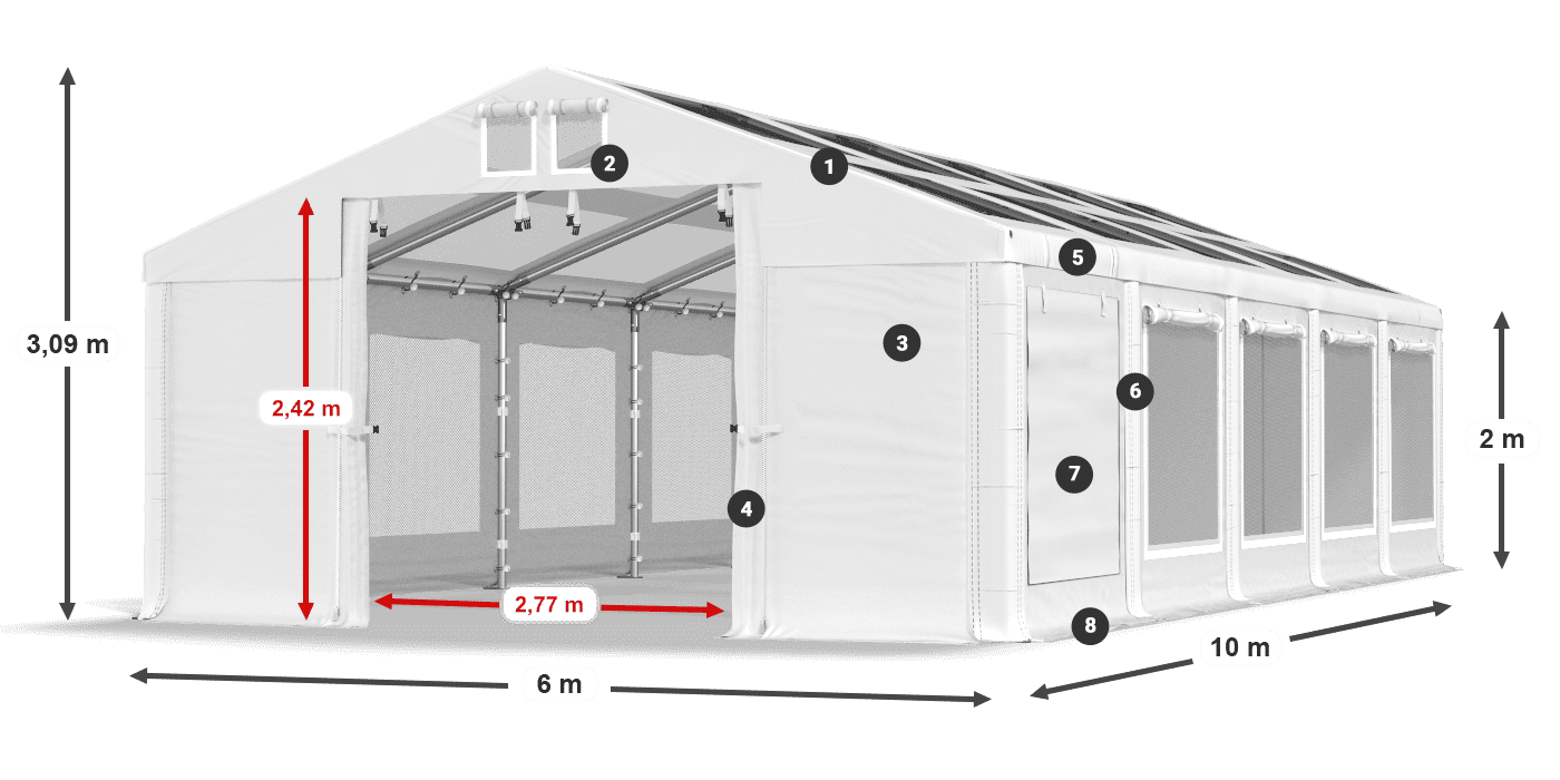 Acoperiș: MS T 580 PVC Pereţi: SDM 500 PVC 2m legenda