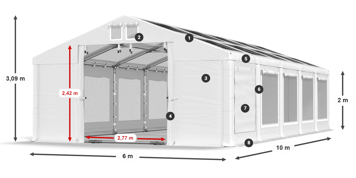 Acoperiș: MS T 580 PVC Pereţi: SDM 500 PVC 2m legenda