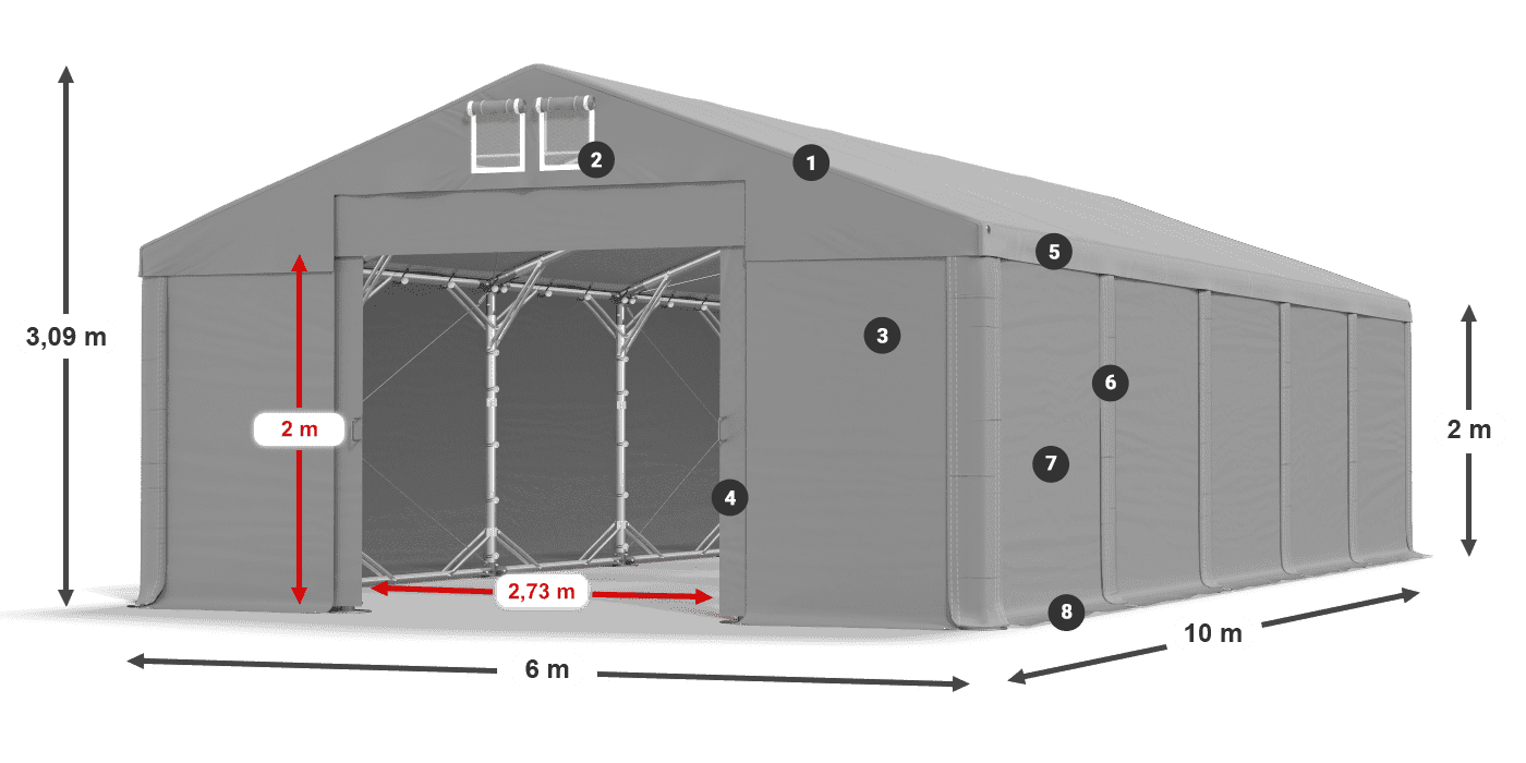 Acoperiș: SD 560 PVC Pereţi: FR 620 PVC legenda 2m
