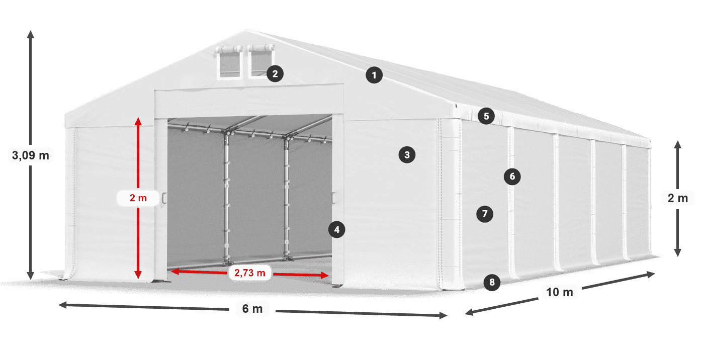 Acoperiș: SD 560 PVC Pereţi: FR 620 PVC legenda 2m