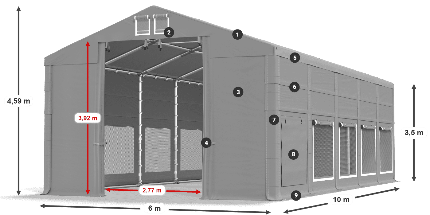 Acoperiș: FR 620 PVC Pereţi: SD 500 PVC 3.5 m legenda