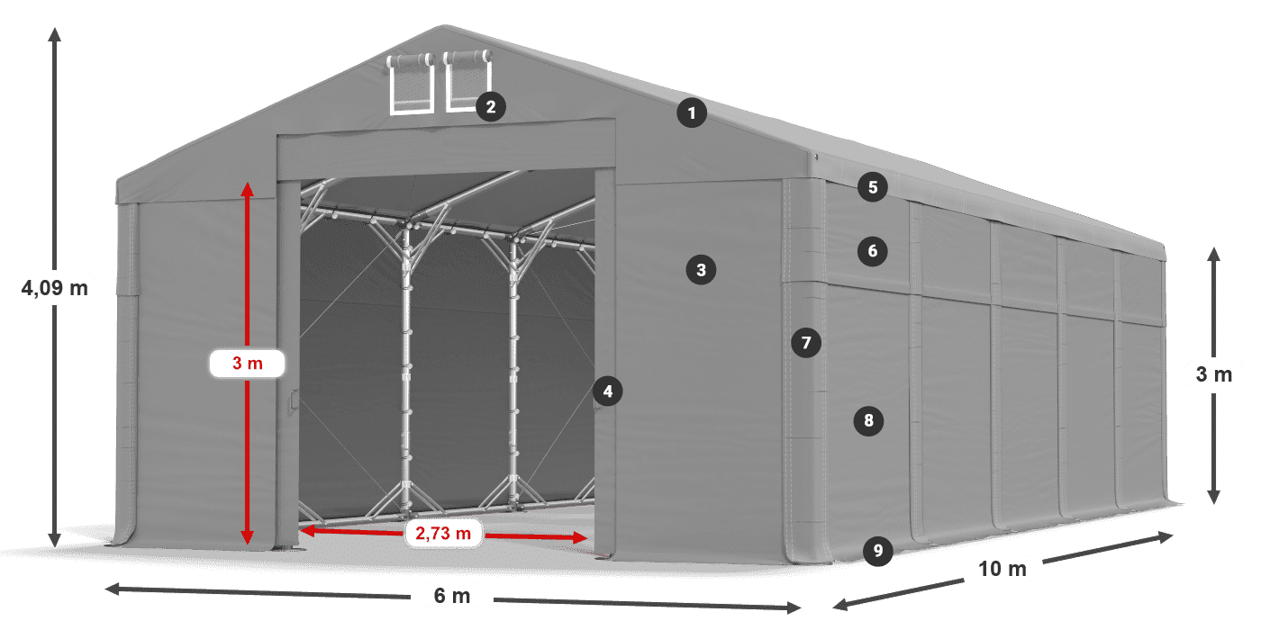 Acoperiș: FR 620 PVC Pereţi: SD 500 PVC Legenda 3m