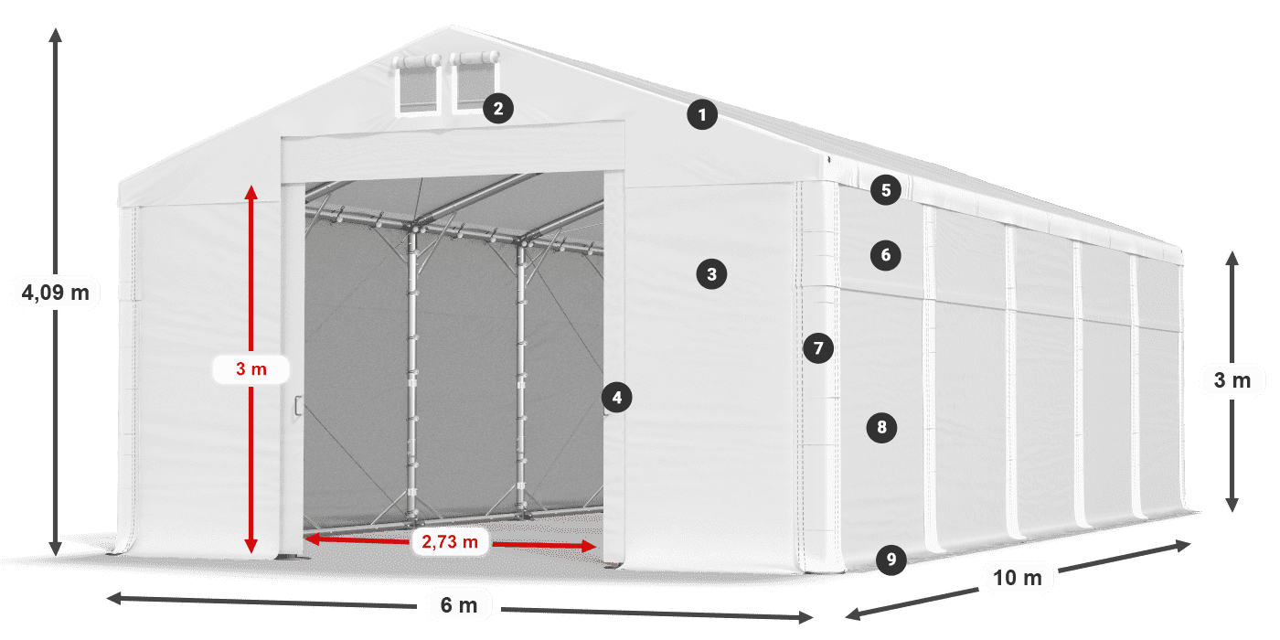 Acoperiș: MS 580 PVC Pereţi: SD 500 PVC Legenda 3m