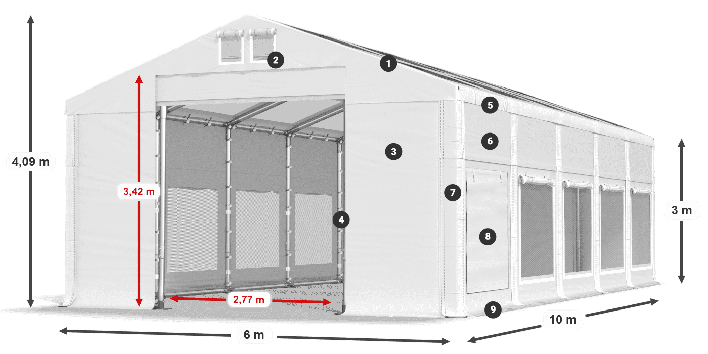 Acoperiș: MS T 580 PVC Pereţi: SD M 500 PVC Legenda 3m