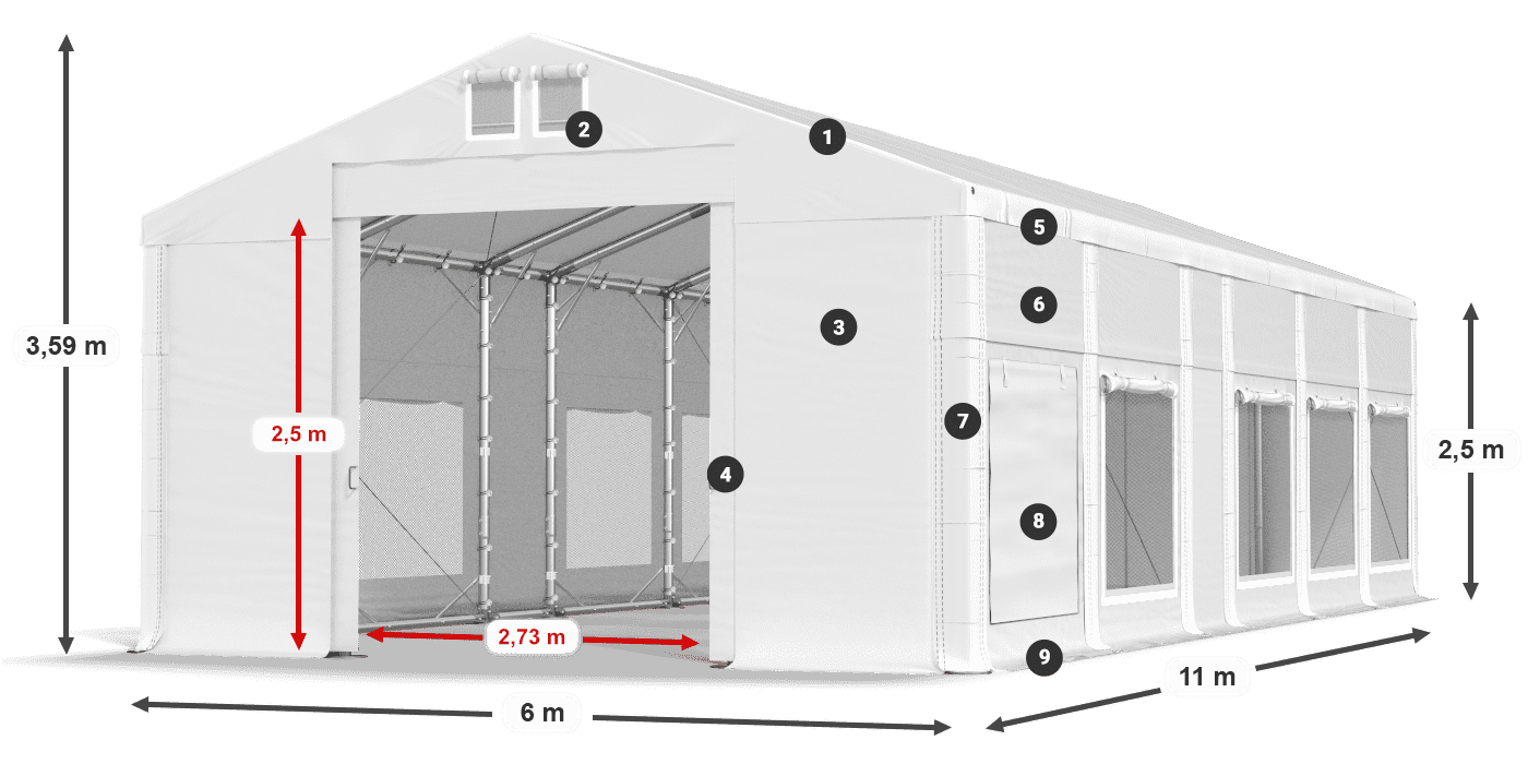 Acoperiș: MS 580 PVC Pereţi: SD M 500 PVC legenda 2.5m