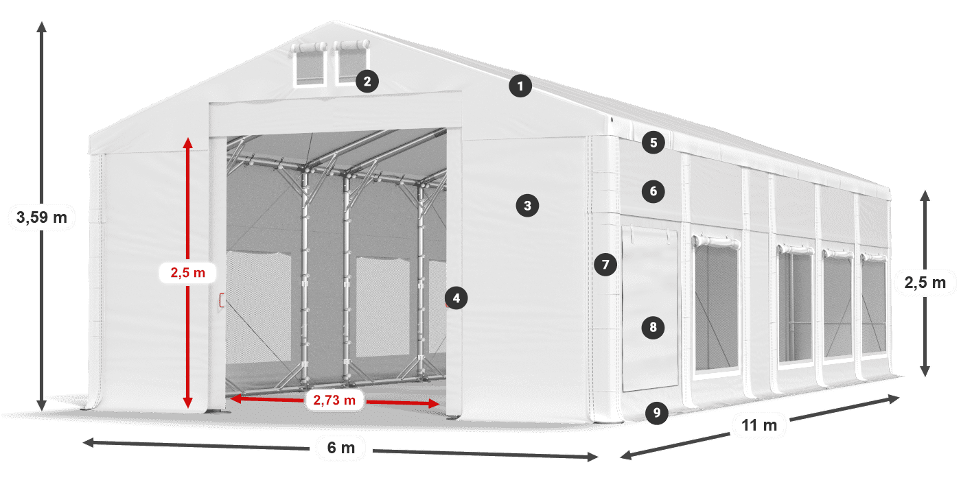 Acoperiș: MS 580 PVC Pereţi: SD M 500 PVC legenda 2.5m