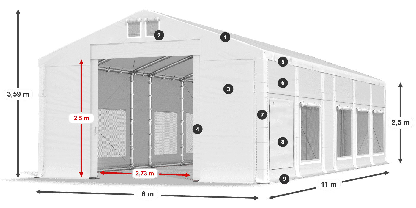 Acoperiș: MS 580 PVC Pereţi: SD M 500 PVC legenda 2.5m