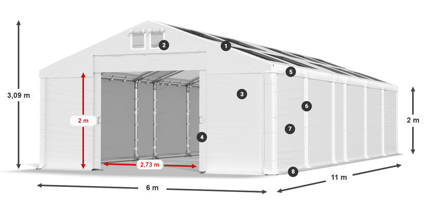Acoperiș: MS T 580 PVC Pereţi: FR 620 PVC 2m legenda