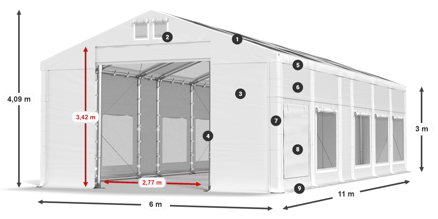 Acoperiș: MS T 580 PVC Pereţi: SD M 500 PVC Legenda 3m