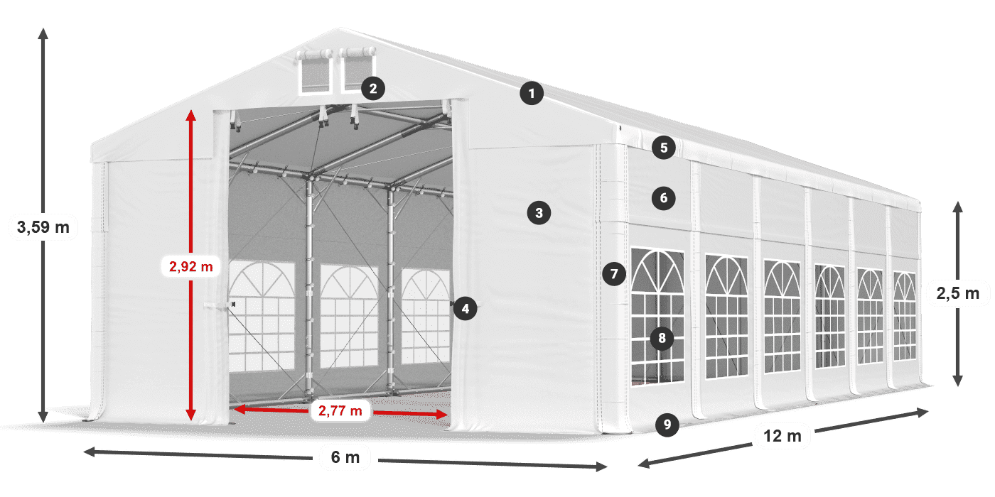Acoperiș: FR 620 PVC Pereţi: SD 500 PVC legenda 2.5m