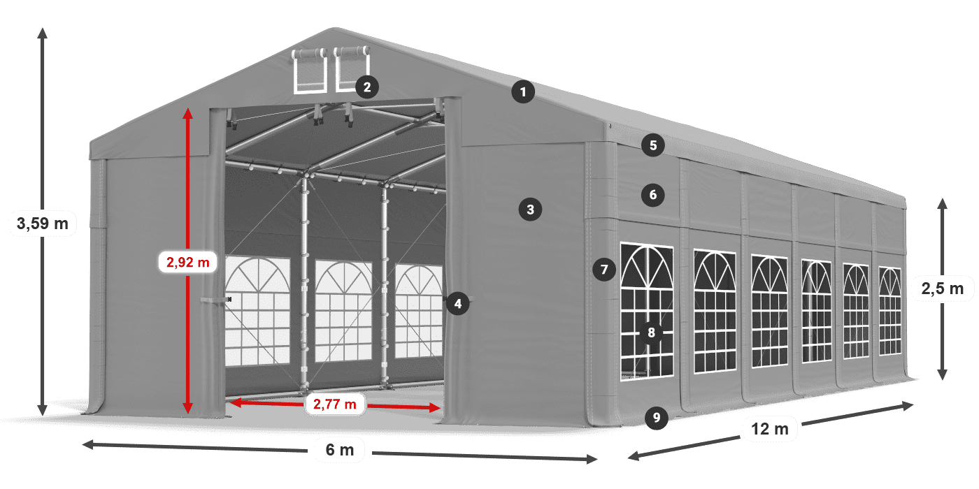 Acoperiș: FR 620 PVC Pereţi: SD 500 PVC legenda 2.5m