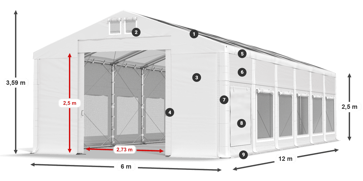 Acoperiș: MS T 580 PVC Pereţi: SD M 500 PVC legenda 2.5m