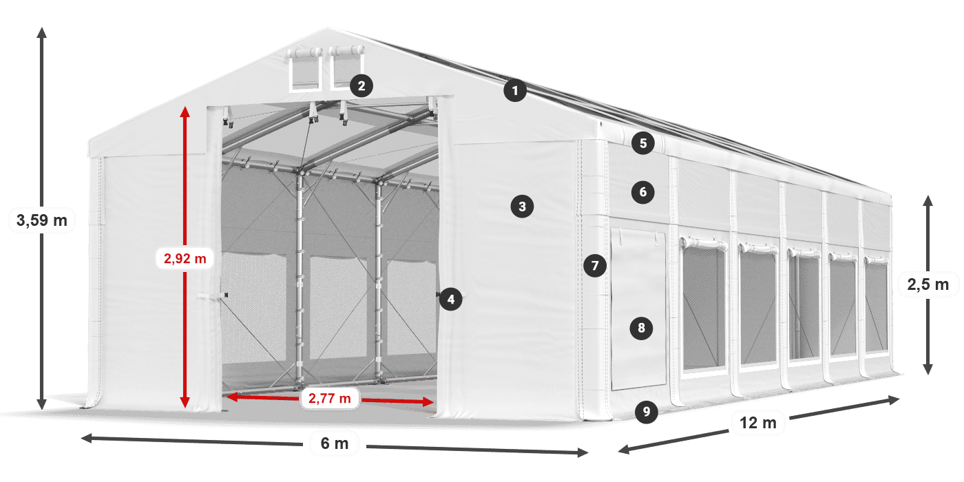 Acoperiș: MS T 580 PVC Pereţi: SD M 500 PVC legenda 2.5m
