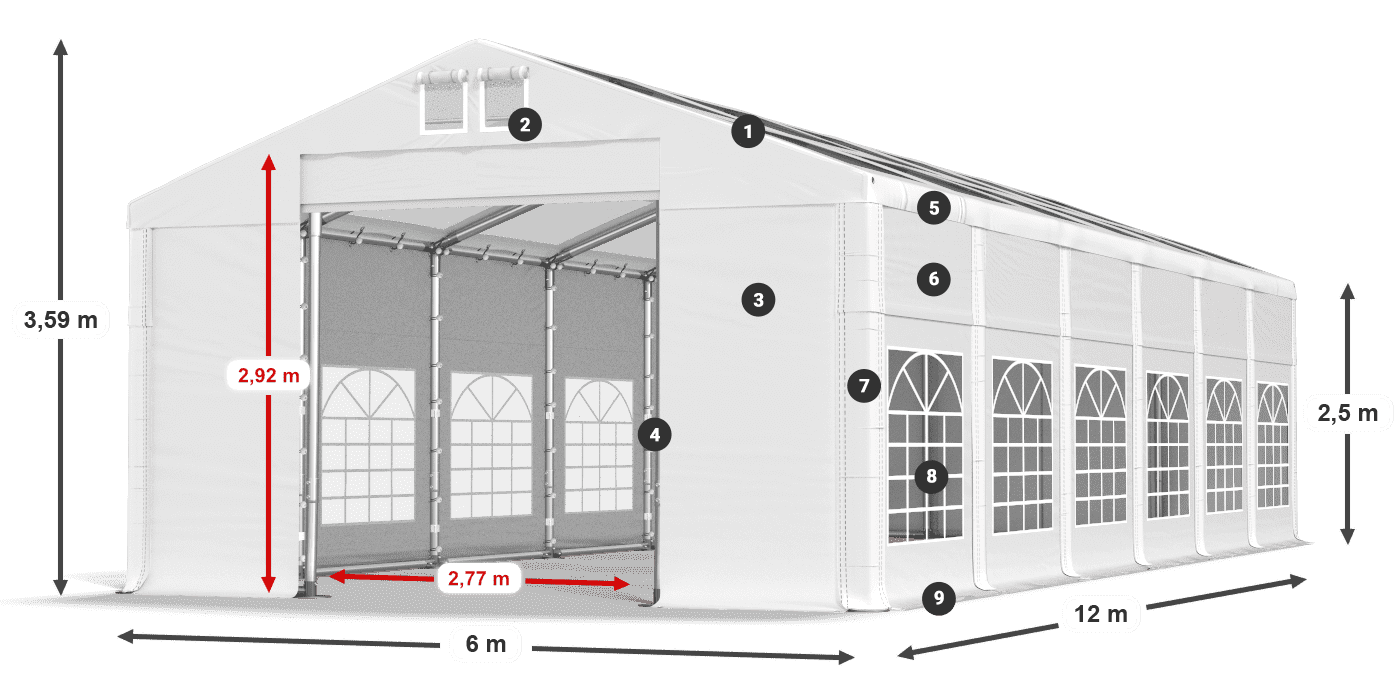 Acoperiș: MS 580 PVC Pereţi: SD 500 PVC legenda 2.5m