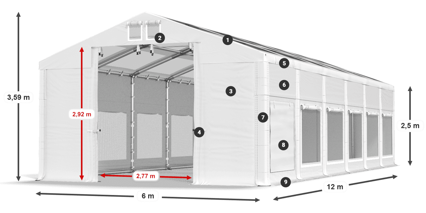 Acoperiș: MS T 580 PVC Pereţi: SD M 500 PVC legenda 2.5m