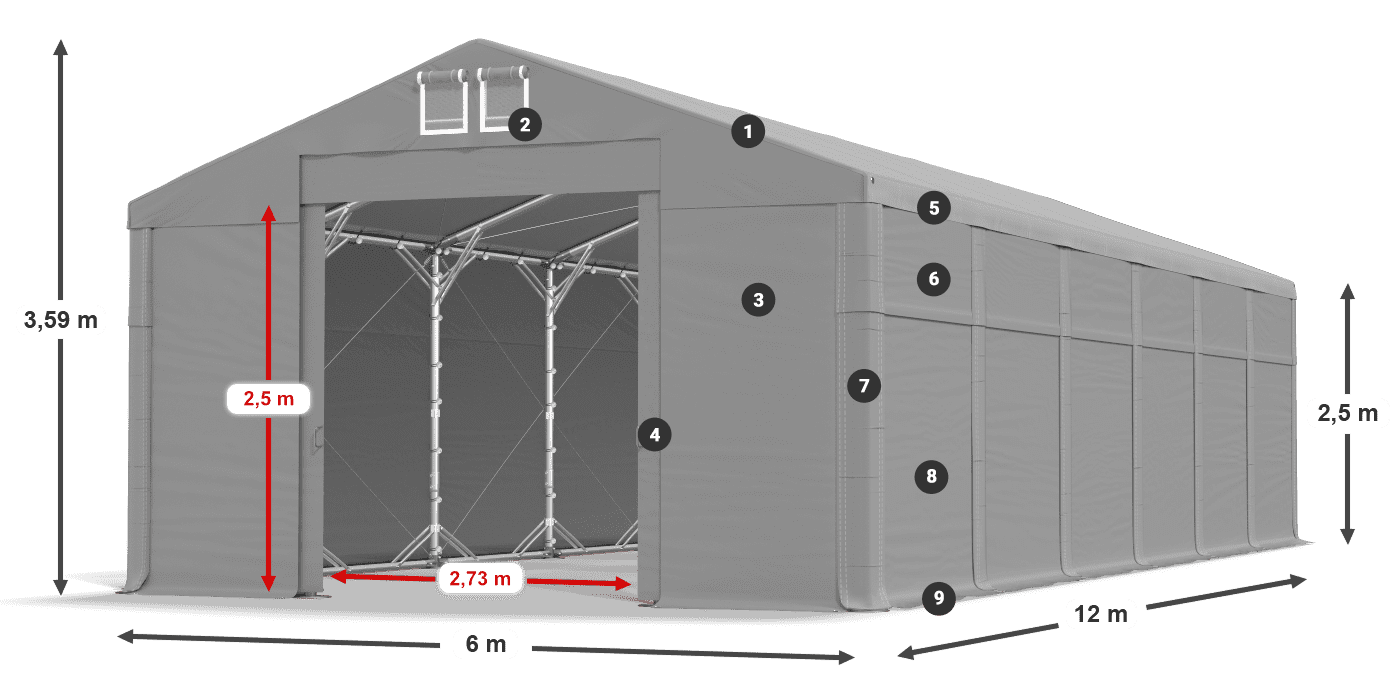 Acoperiș: SD 560 PVC Pereţi: FR 620 PVC legenda 2.5m