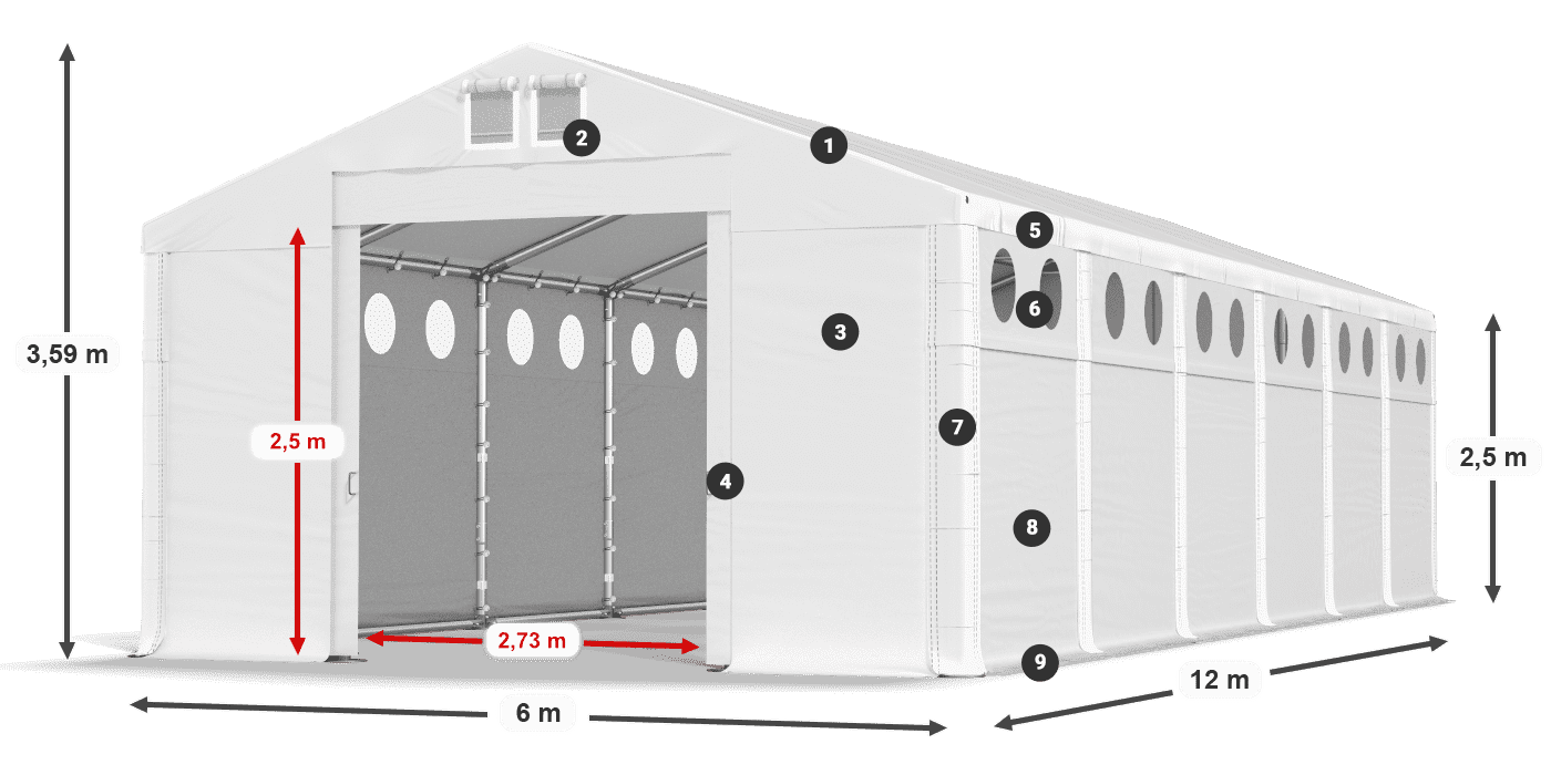 Acoperiș: SD 560 PVC Pereţi: MS O 580 PVC legenda 2.5m