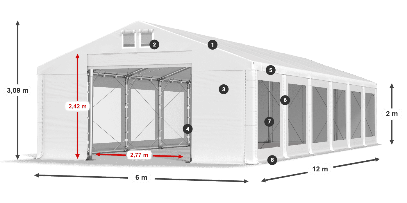 Acoperiș: FR 620 PVC Pereţi: MS 580 PVC 2m legenda