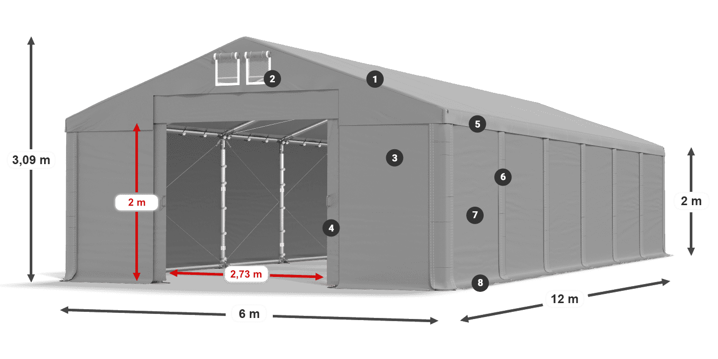 Acoperiș: FR 620 PVC Pereţi: SD 580 PVC 2m legenda