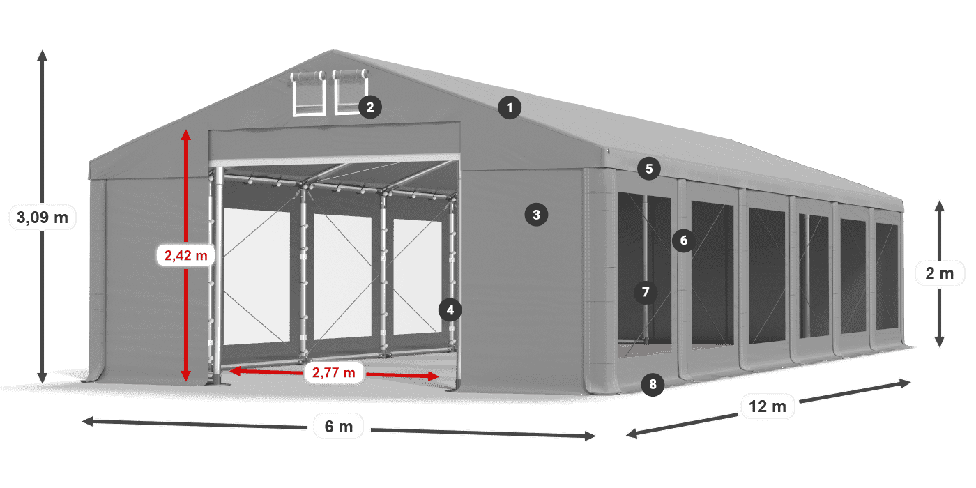 Acoperiș: FR 620 PVC Pereţi: MS 580 PVC 2m legenda