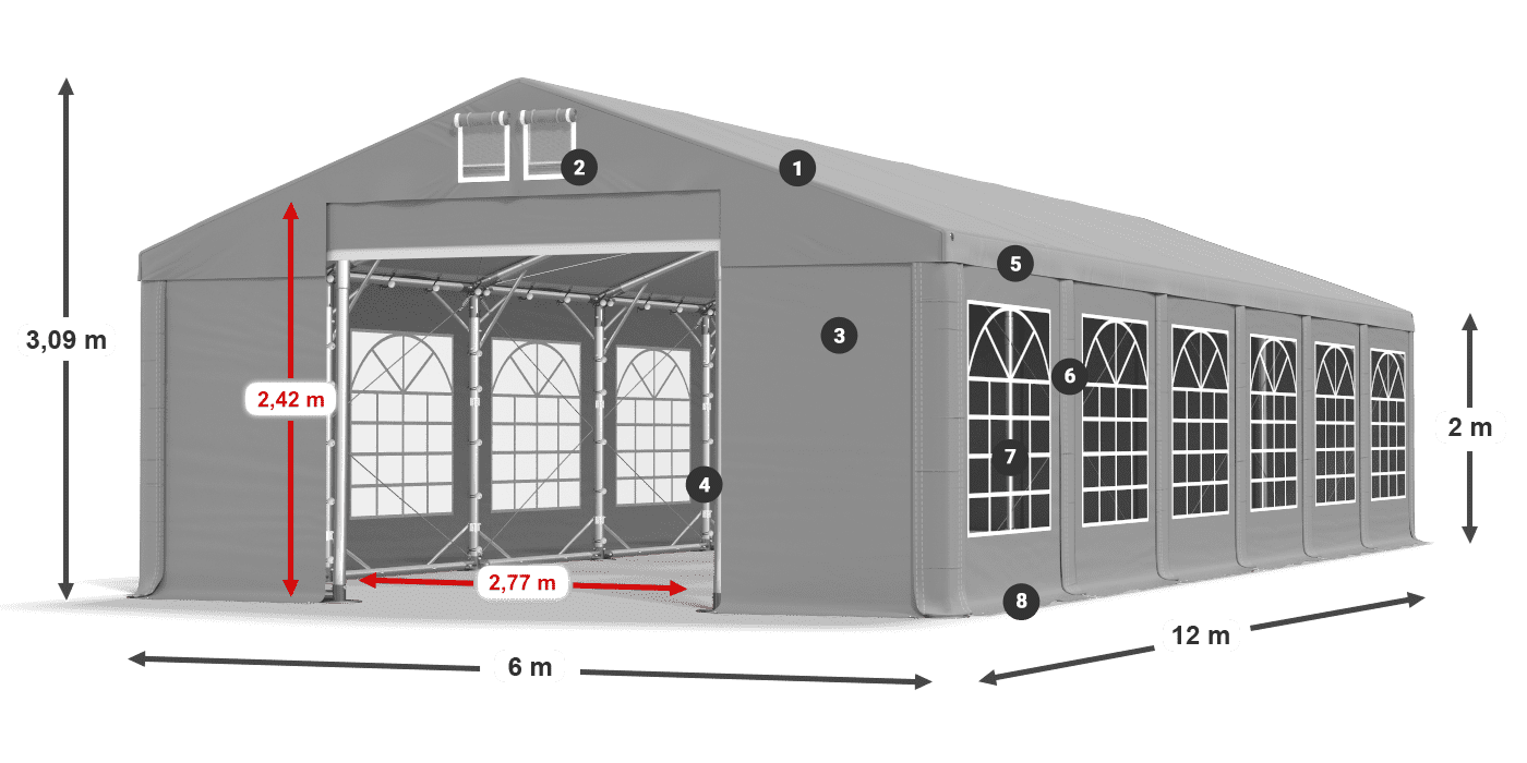 Acoperiș: FR 620 PVC Pereţi: SD 500 PVC 2m legenda