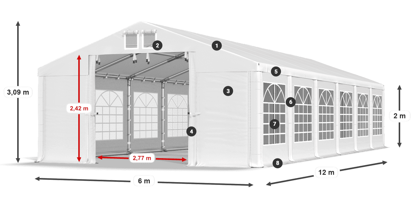 Acoperiș: FR 620 PVC Pereţi: SD 500 PVC 2m legenda