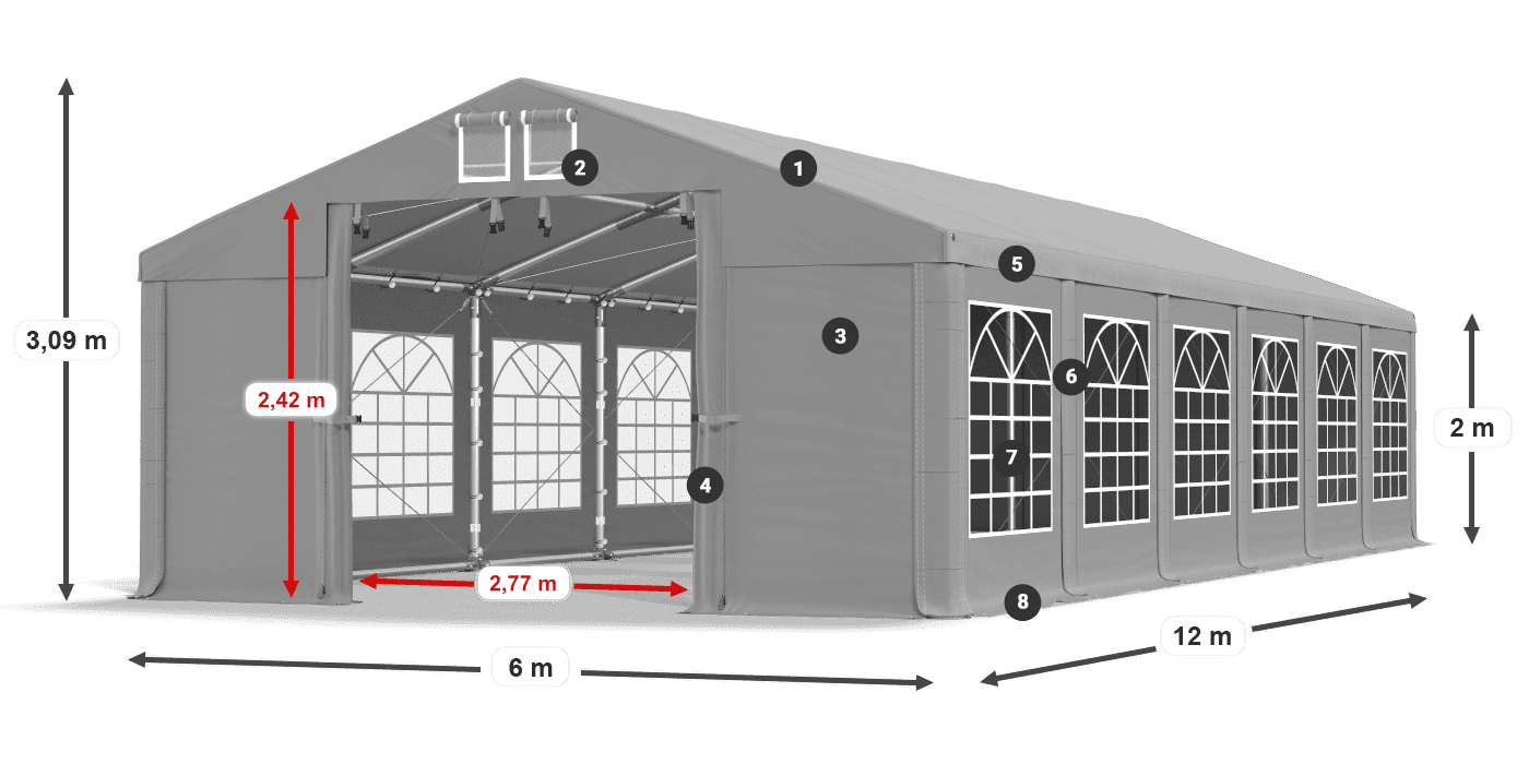 Acoperiș: FR 620 PVC Pereţi: SD 500 PVC 2m legenda