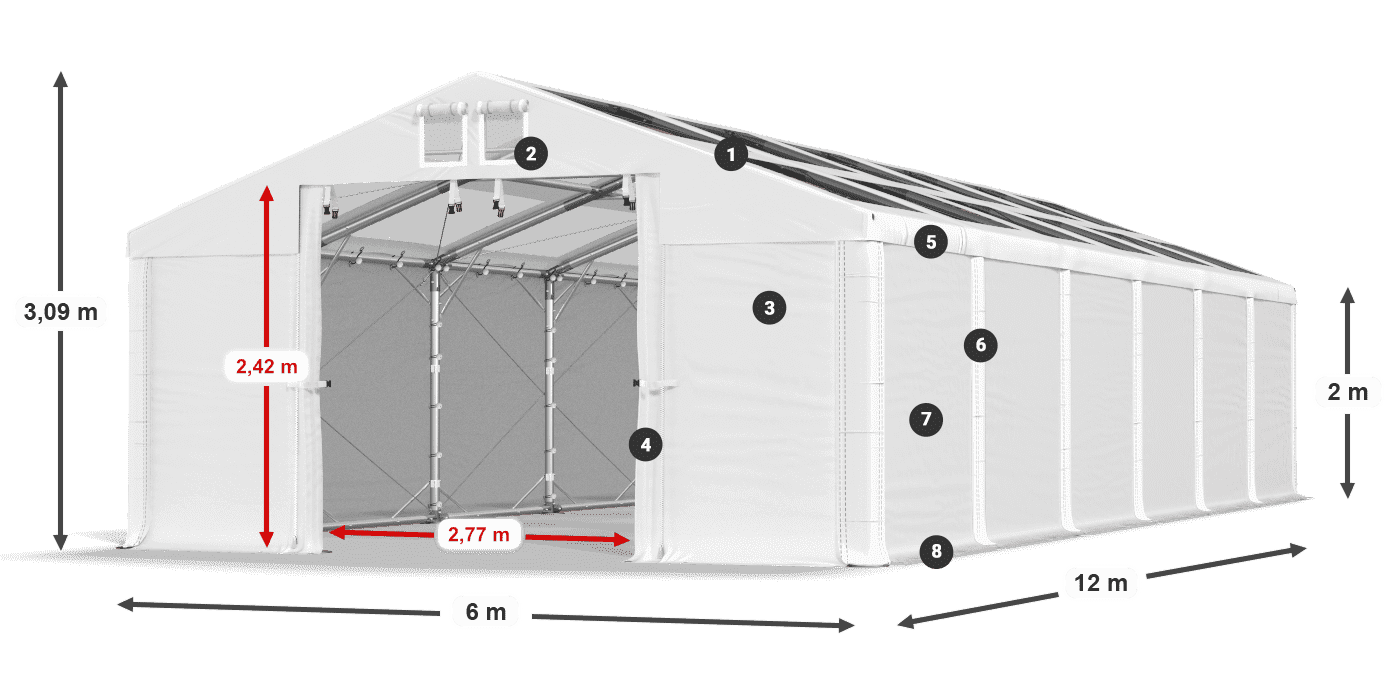 Acoperiș: MS T 580 PVC Pereţi: FR 620 PVC 2m legenda